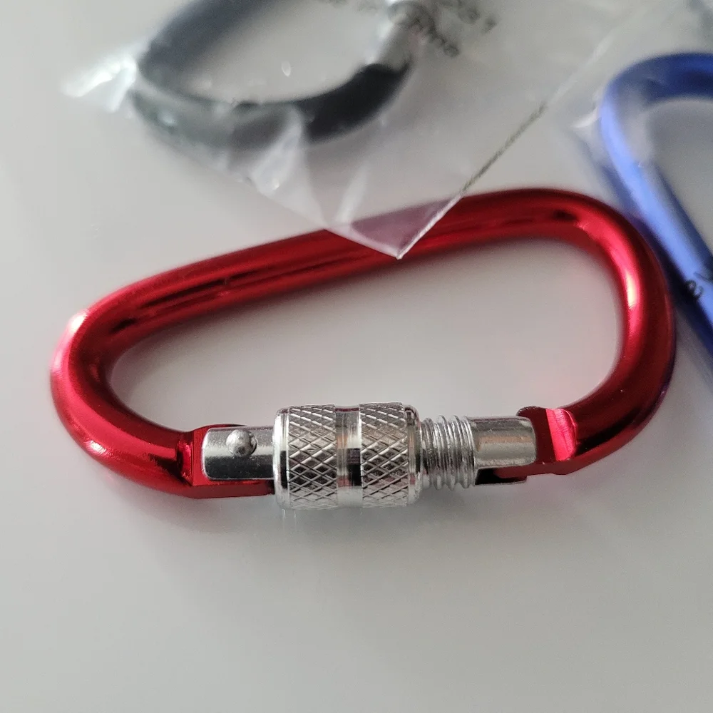 Locking Carabiner Clip D-Ring Spring Hook Keyring Red NEW Premium